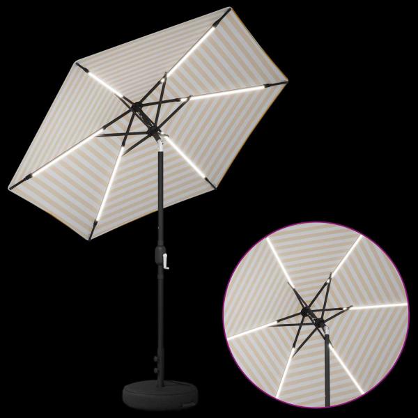Gartenparasol mit LED-Lichtern und Sockel 230 x 230 cm