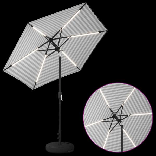 Gartenparasol mit LED-Lichtern und Sockel 2,3 x 2,3 m Polyester