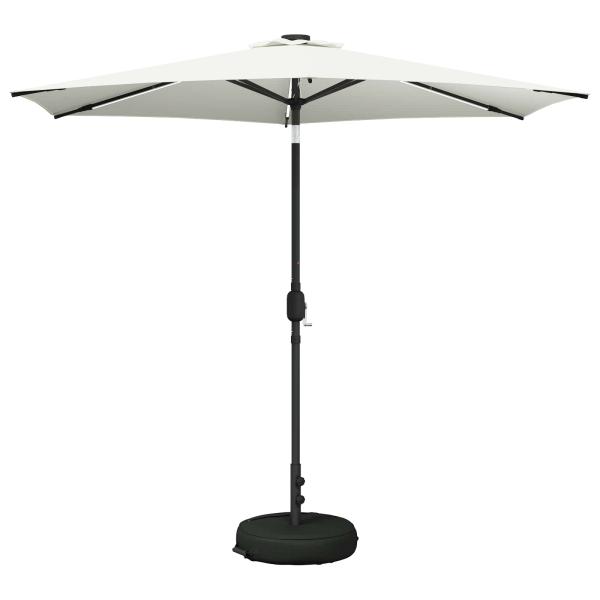 Gartenparasol mit LED-Lichtern und Sockel 270 x 270 cm