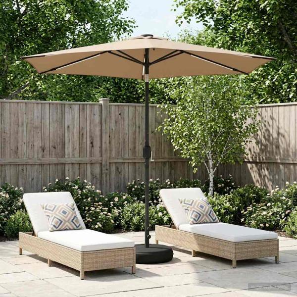 ARDEBO.de - Gartenparasol mit LED-Lichtern und Sockel 2,7 x 2,7 m Polyester