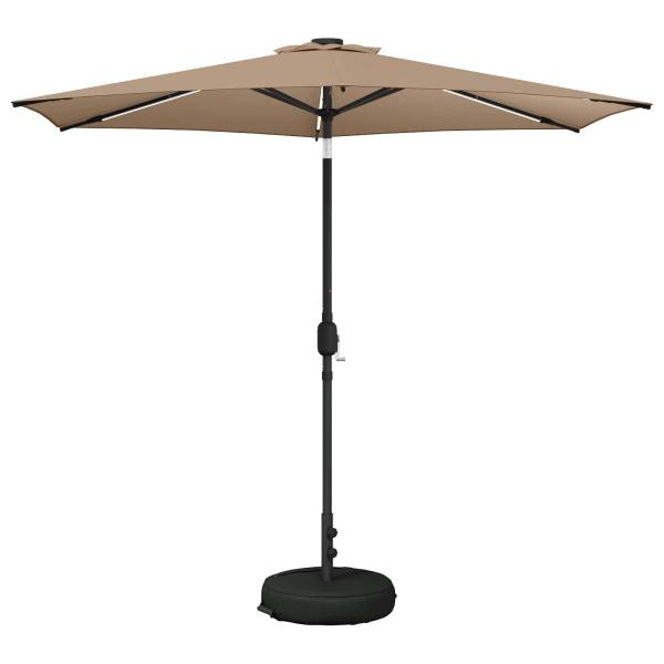 Gartenparasol mit LED-Lichtern und Sockel 2,7 x 2,7 m Polyester