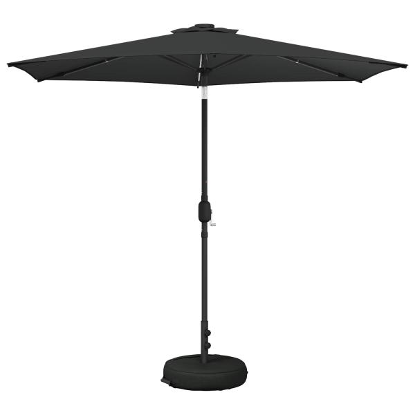 Gartenparasol mit LED-Lichtern und Sockel 270 x 270 cm