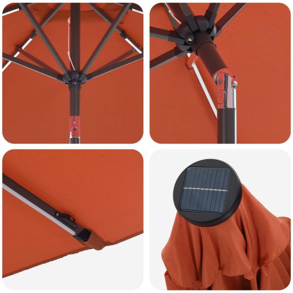 Gartenparasol mit LED-Lichtern und Sockel 270 x 270 cm