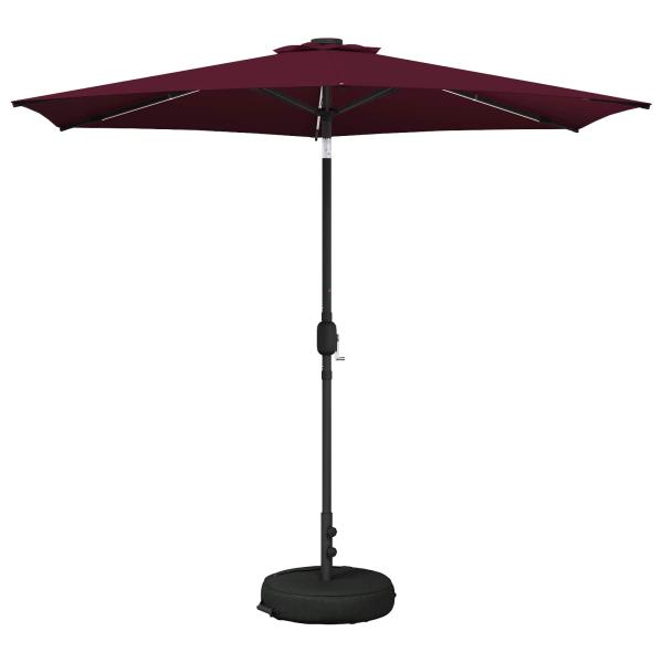 Gartenparasol mit LED-Lichtern und Sockel 270 x 270 cm