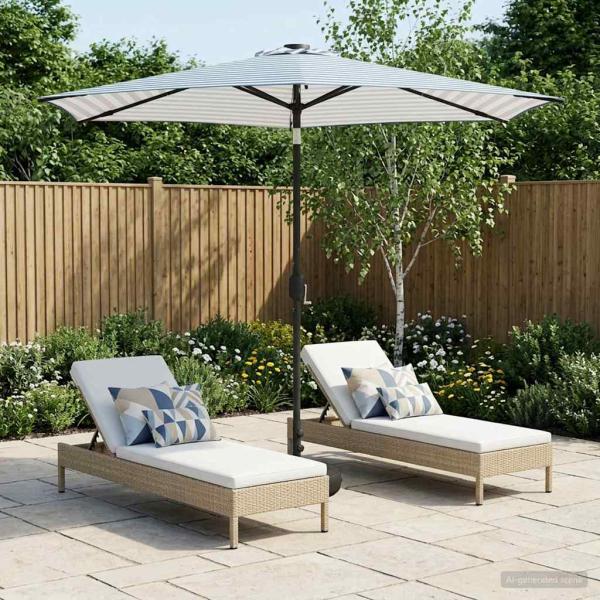 ARDEBO.de - Gartenparasol mit LED-Lichtern und Sockel 2,7 x 2,7 m Polyester