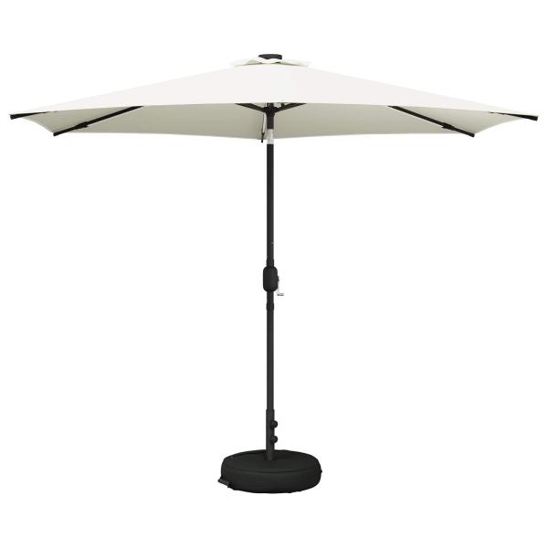 Gartenparasol mit LED-Lichtern und Sockel 300 x 300 cm