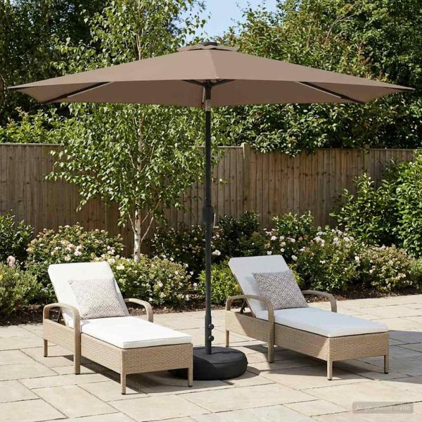 ARDEBO.de - Gartenparasol mit LED-Lichtern und Sockel 300 x 300 cm