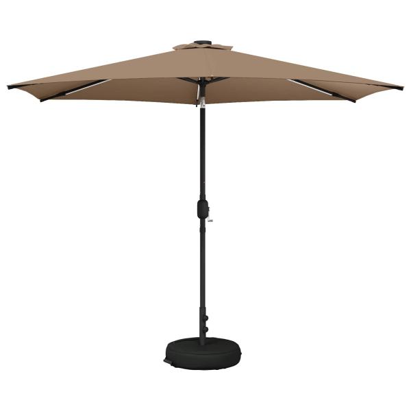 Gartenparasol mit LED-Lichtern und Sockel 300 x 300 cm