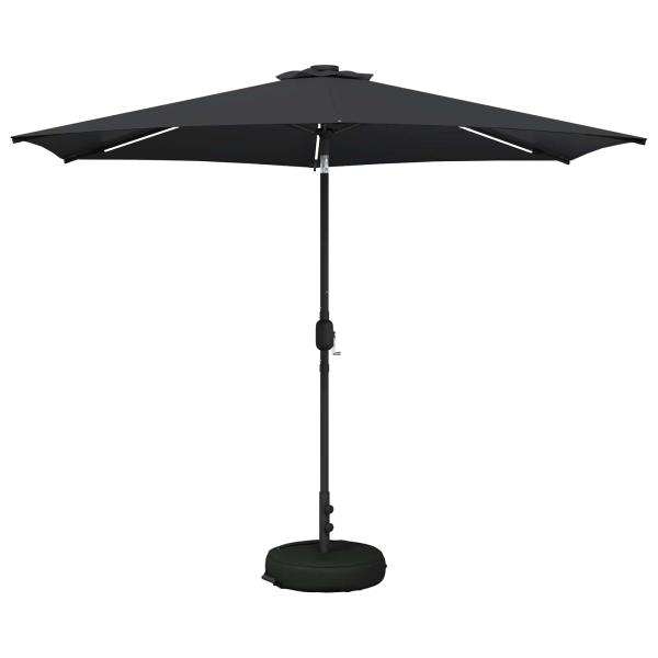 Gartenparasol mit LED-Lichtern und Sockel 300 x 300 cm
