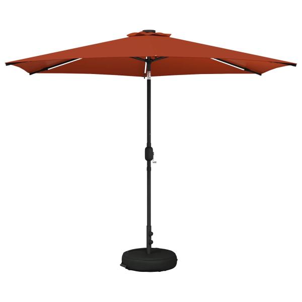 Gartenparasol mit LED-Lichtern und Sockel 3 x 3 m Polyester