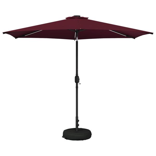 Gartenparasol mit LED-Lichtern und Sockel 300 x 300 cm