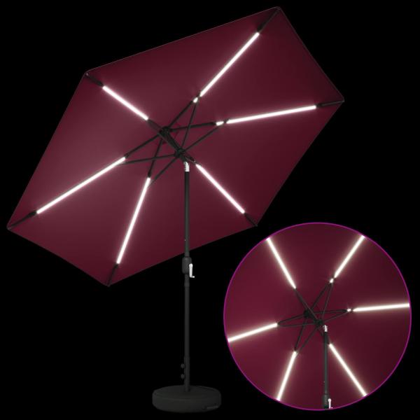 Gartenparasol mit LED-Lichtern und Sockel 300 x 300 cm