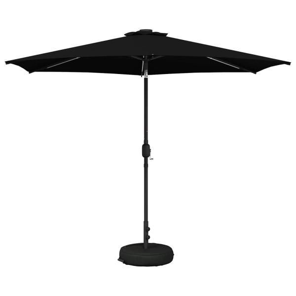 Gartenparasol mit LED-Lichtern und Sockel 3 x 3 m Polyester