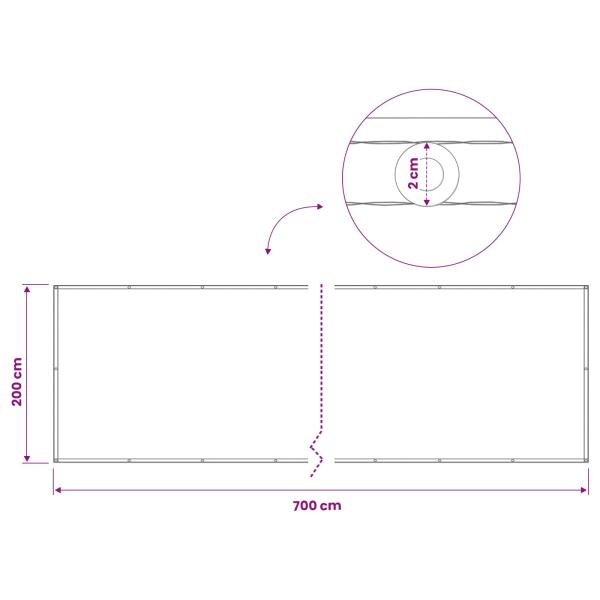 Balkon Sichtschutz 200 x 700 cm Stoff mit PU-Beschichtung