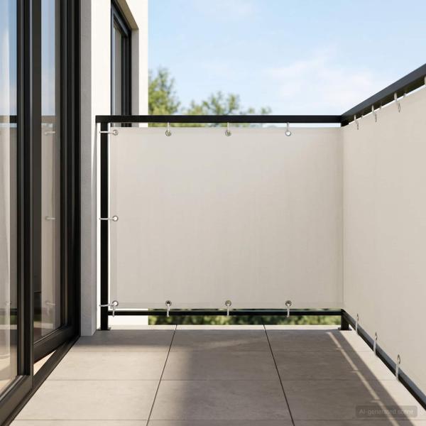 Balkon-Sichtschutz 1,2 x 15 m Stoff mit PU-Beschichtung Weiß