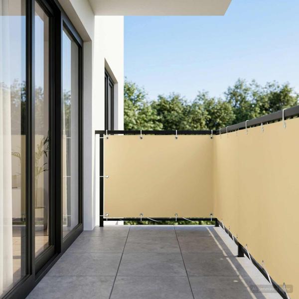 ARDEBO.de - Balkon-Sichtschutz 1,2 x 15 m Stoff mit PU-Beschichtung Beige