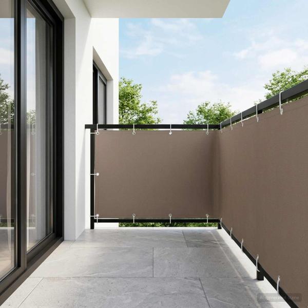 Balkon-Sichtschutz 1,2 x 15 m Stoff mit PU-Beschichtung Taupe