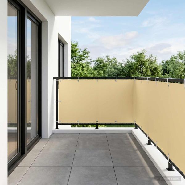 Balkon-Sichtschutz 1,2 x 25 m Stoff mit PU-Beschichtung Beige