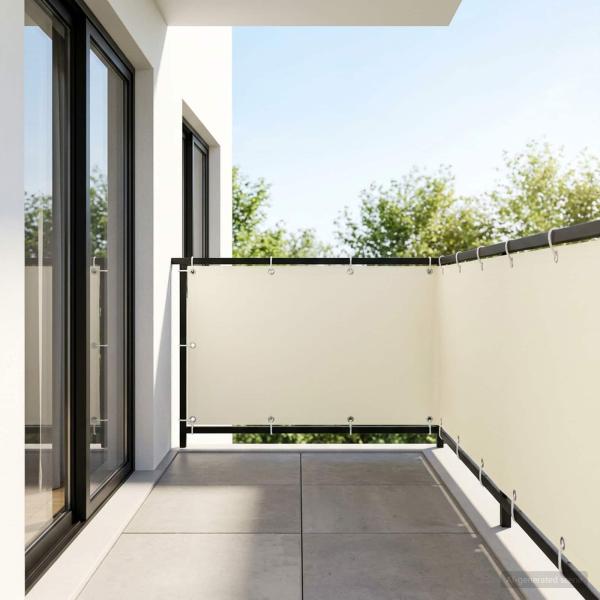 ARDEBO.de - Balkon-Sichtschutz 1,2 x 25 m Stoff mit PU-Beschichtung Creme