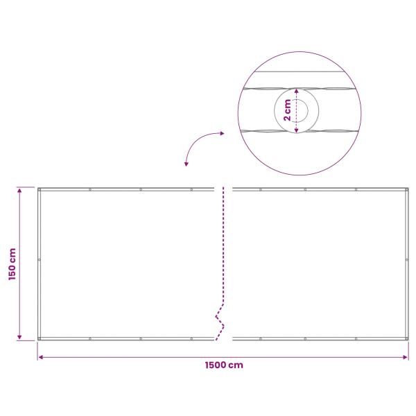 Balkon Sichtschutz 1,5 x 15 m Stoff mit PU-Beschichtung Beige