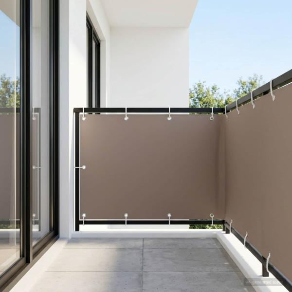 Balkon-Sichtschutz 1,5 x 15 m Stoff mit PU-Beschichtung Taupe