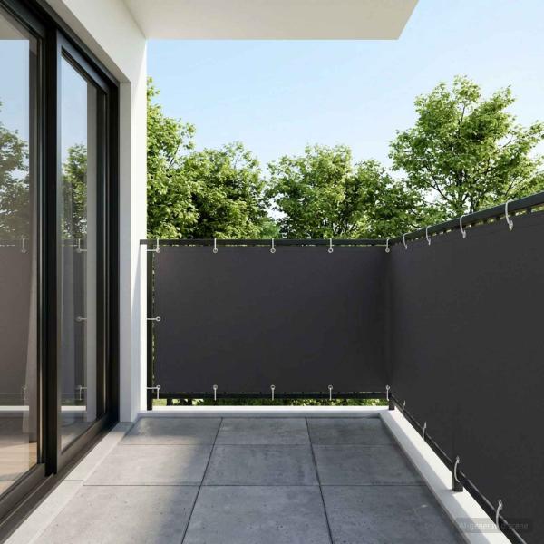 ARDEBO.de - Balkon-Sichtschutz 1,5 x 15 m Stoff mit PU-Beschichtung Schwarz