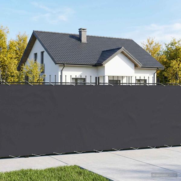 Balkon-Sichtschutz 1,5 x 15 m Stoff mit PU-Beschichtung Schwarz