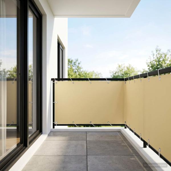ARDEBO.de - Balkon-Sichtschutz 1,5 x 25 m Stoff mit PU-Beschichtung Beige
