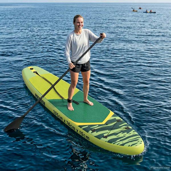 ARDEBO.de - Aufblasbares Stand-Up-Paddle-Board POSEIDON Grün PVC