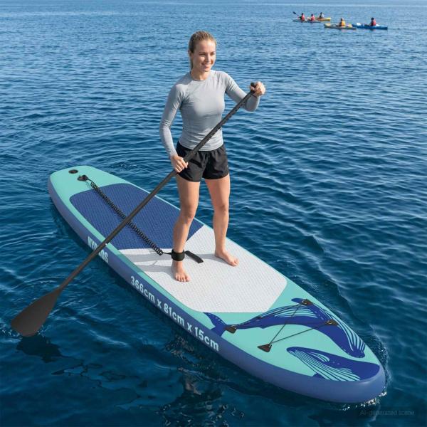 ARDEBO.de - Aufblasbares Stand Up Paddle Board HYDROS 366 x 81 x 15 cm für