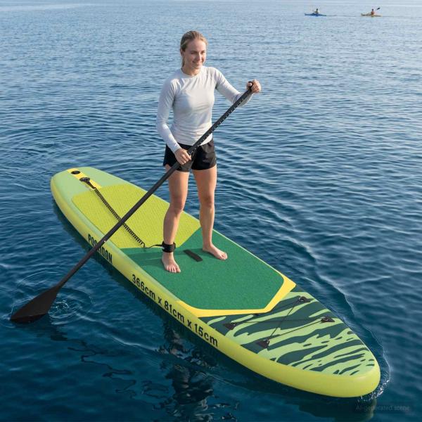 ARDEBO.de - Aufblasbares Stand-Up-Paddle-Board POSEIDON 366 x 81 x 15 cm