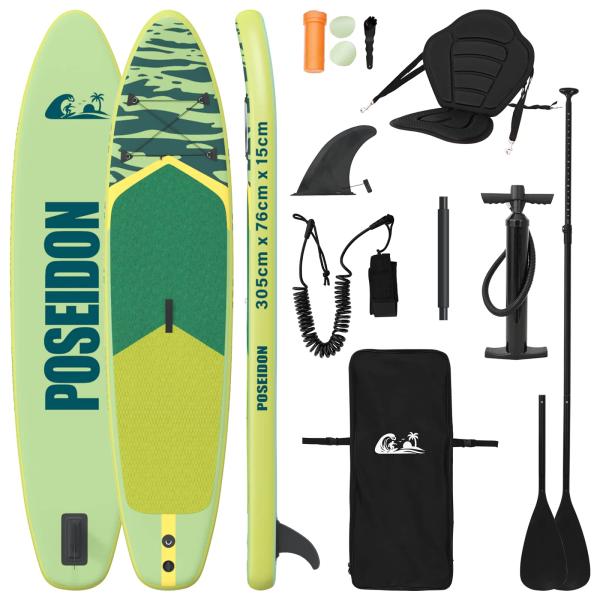 SUP Board mit Sitz 2-in-1 POSEIDON 305 x 76 x 15 cm Gr?n
