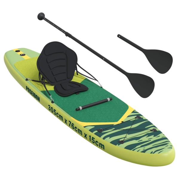 SUP Board mit Sitz 2-in-1 POSEIDON 305 x 76 x 15 cm Gr?n