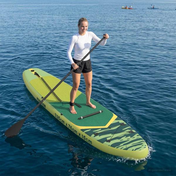ARDEBO.de - SUP Board mit Sitz 2-in-1 POSEIDON 335 x 76 x 15 cm Grün für