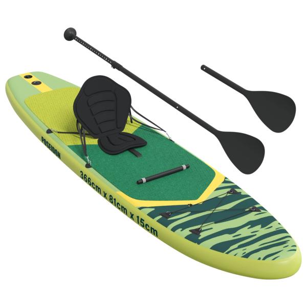 SUP Board mit Sitz 2-in-1 POSEIDON 366 x 81 x 15 cm Grün für