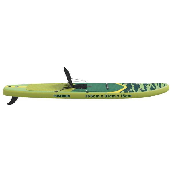 SUP Board mit Sitz 2-in-1 POSEIDON 366 x 81 x 15 cm Grün für