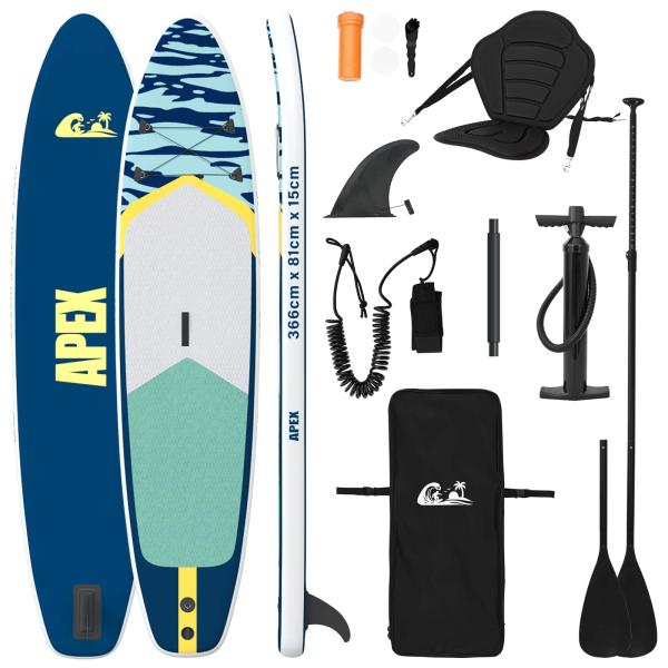 SUP Board mit Sitz 2-in-1 APEX 366 x 81 x 15 cm Blau für