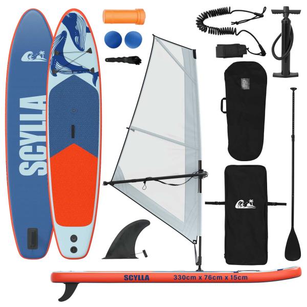 Aufblasbares SUP-Board mit Segel SCYLLA 330 x 76 x 15 cm Blau