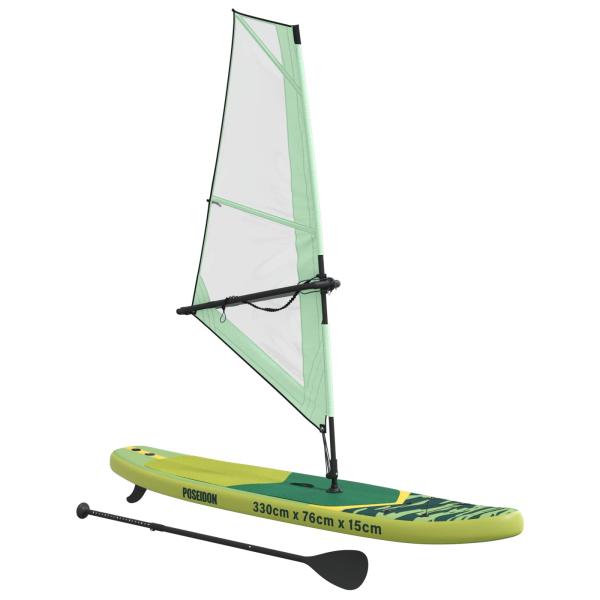 Aufblasbares SUP-Board mit Segel POSEIDON 330 x 76 x 15 cm Gr?n