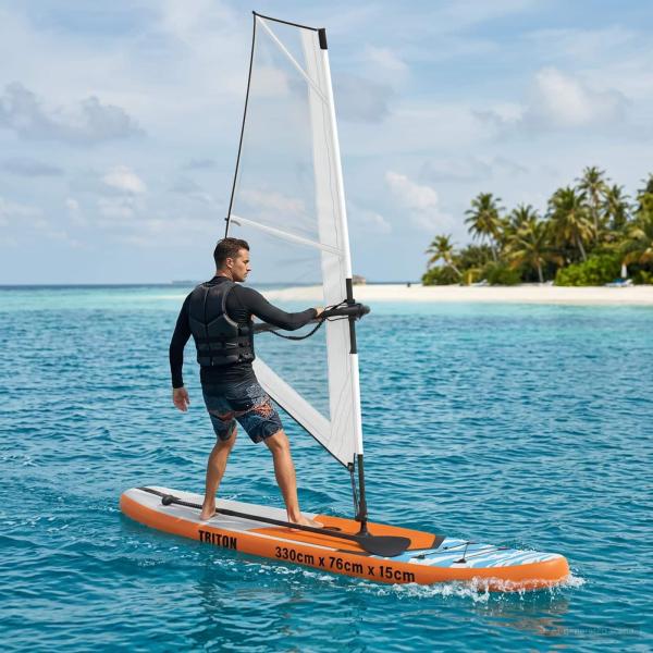 ARDEBO.de - Aufblasbares SUP-Board mit Segel TRITON 330 x 76 x 15 cm Blau