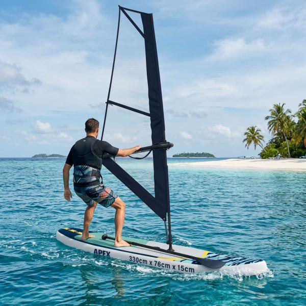 ARDEBO.de - Aufblasbares SUP-Board mit Segel APEX 330 x 76 x 15 cm Blau