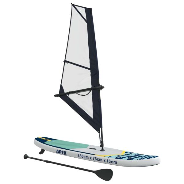 Aufblasbares SUP-Board mit Segel APEX 330 x 76 x 15 cm Blau