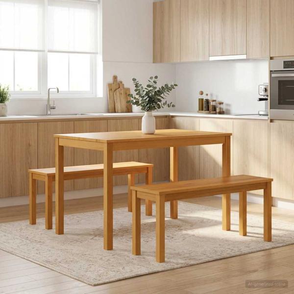 ARDEBO.de - Esstischbank 95 x 32 x 45 cm Massivholz Eiche Natur