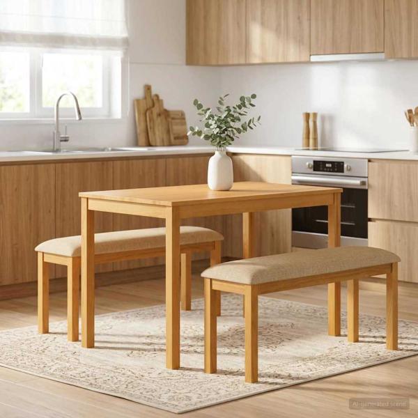 ARDEBO.de - Esstischbank 95 x 32 x 45 cm Massivholz Eiche Beige