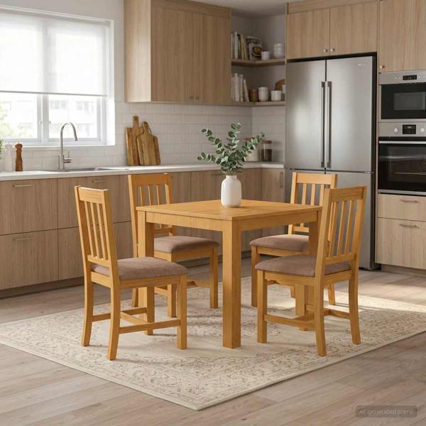 ARDEBO.de - Esstisch 90 x 90 x 75 cm Massivholz Eiche Natur Quadratisch
