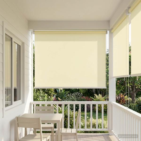 ARDEBO.de - Außen-Rollos mit UV-Schutz Creme 85 x 230 cm (B x H) Polyester