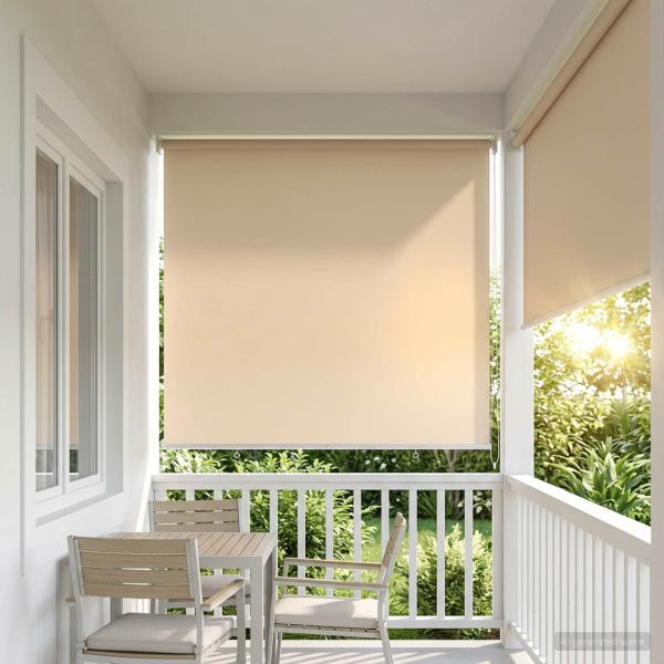 ARDEBO.de - Außen-Rollos mit UV-Schutz Beige 125 x 140 cm (B x H) Polyester