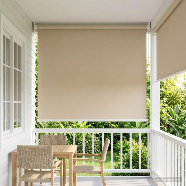 ARDEBO.de - Außen-Rollos mit UV-Schutz Beige 100 x 230 cm (B x H) Polyester