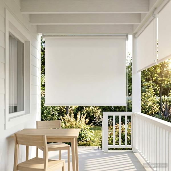 ARDEBO.de - Außen-Rollos mit UV-Schutz Weiß 100 x 230 cm (B x H) Polyester