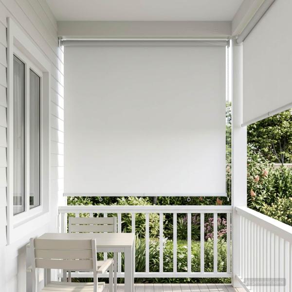 ARDEBO.de - Außen-Rollos mit UV-Schutz Weiß 100 x 230 cm (B x H) Polyester